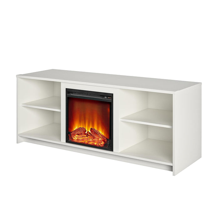 Meuble pour téléviseur Mainstays Courtland d’Ameriwood Home avec foyer électrique pour téléviseurs jusqu’à 65 po - blanc