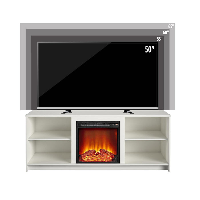 Meuble pour téléviseur Mainstays Courtland d’Ameriwood Home avec foyer électrique pour téléviseurs jusqu’à 65 po - blanc
