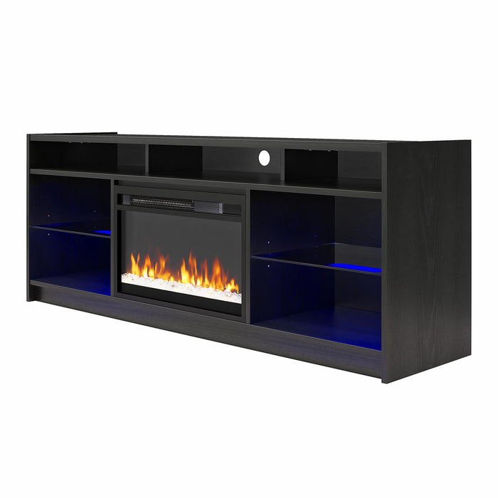Meuble pour téléviseur Luna d’Ameriwood Home avec foyer électrique pour téléviseurs jusqu’à 65 po - chêne noir