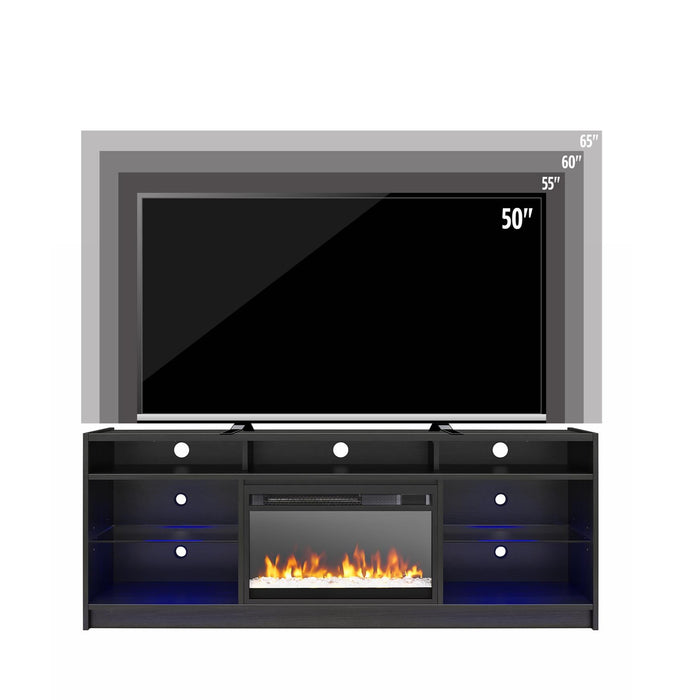 Meuble pour téléviseur Luna d’Ameriwood Home avec foyer électrique pour téléviseurs jusqu’à 65 po - chêne noir