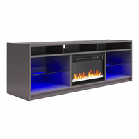 Meuble pour téléviseur Luna d’Ameriwood Home avec foyer électrique pour téléviseurs jusqu’à 65 po - gris graphite