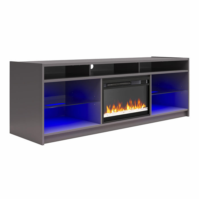Meuble pour téléviseur Luna d’Ameriwood Home avec foyer électrique pour téléviseurs jusqu’à 65 po - gris graphite