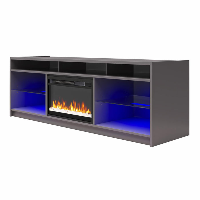 Meuble pour téléviseur Luna d’Ameriwood Home avec foyer électrique pour téléviseurs jusqu’à 65 po - gris graphite