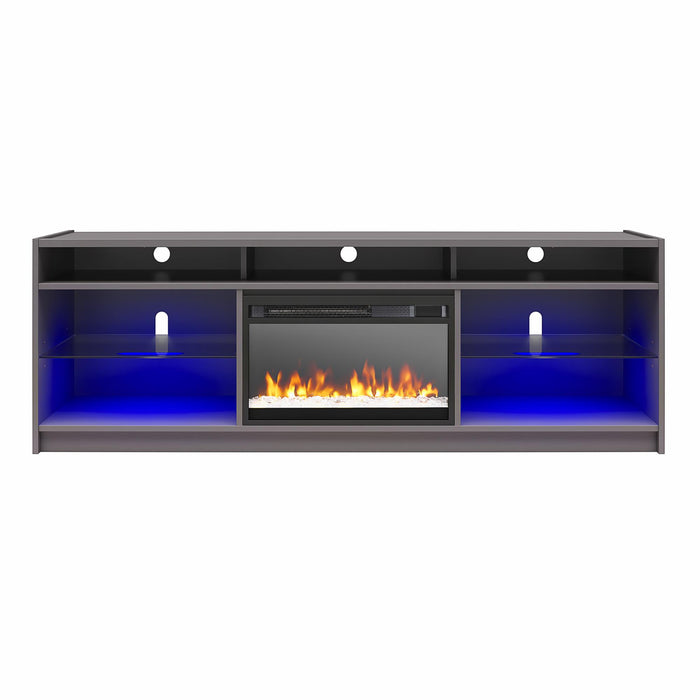 Meuble pour téléviseur Luna d’Ameriwood Home avec foyer électrique pour téléviseurs jusqu’à 65 po - gris graphite