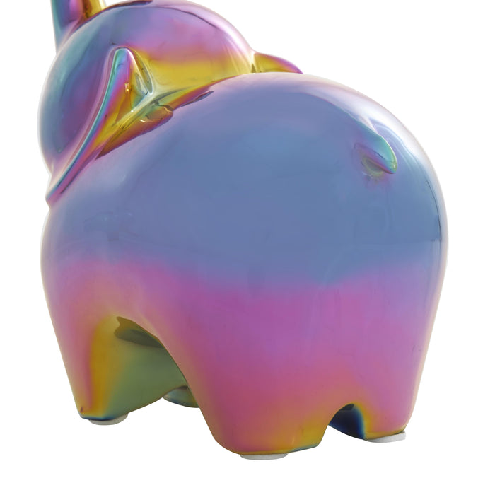 Sculpture d'éléphant irisé de 6 po en céramique - ensemble de 2