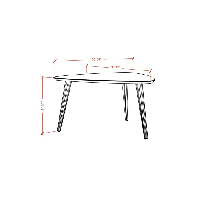 Grande table à café triangulaire Utopia de Manhattan Comfort de 17,51 po avec pattes évasées - blanc lustré