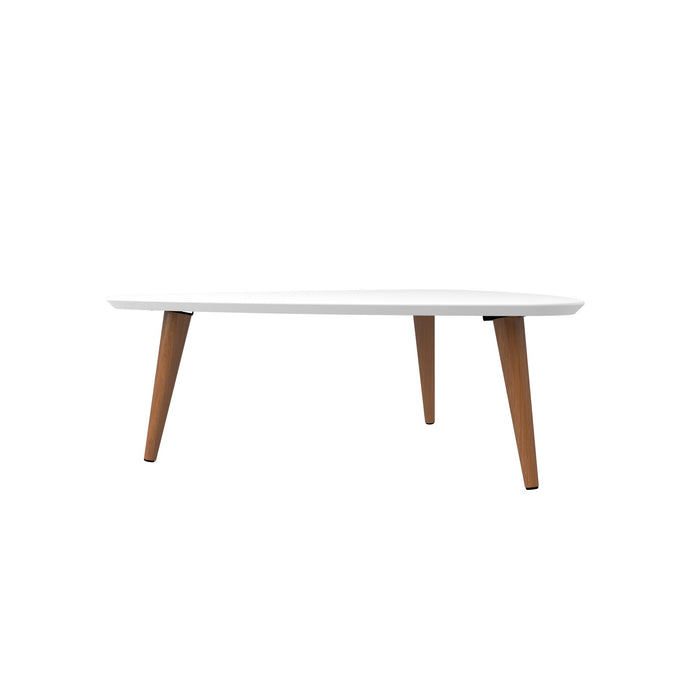 Grande table à café triangulaire Utopia de Manhattan Comfort de 17,51 po avec pattes évasées - blanc lustré