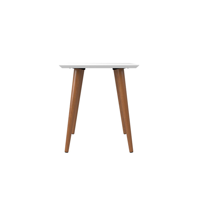 Grande table de bout carrée Utopia de Manhattan Comfort de 19,84 po avec pattes évasées en bois - blanc lustré