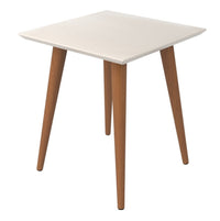 Grande table de bout carrée Utopia de Manhattan Comfort de 19,84 po avec pattes évasées en bois - blanc cassé et crème d’érable