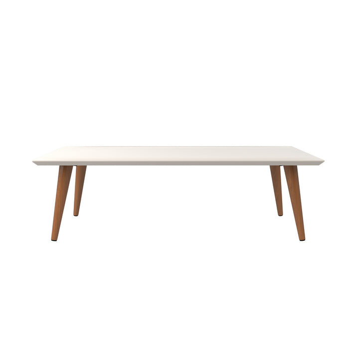 Grande table à café rectangulaire Utopia de Manhattan Comfort de 17,52 po avec pattes évasées - blanc cassé et crème d’érable