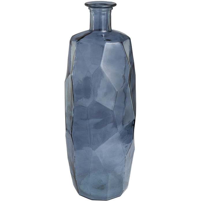 Vase de 29 po en verre espagnol recyclé - bleu