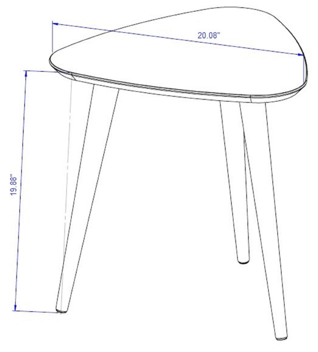 Grande table de bout triangulaire Utopia de Manhattan Comfort de 19,88 po avec pattes évasées en bois - blanc lustré