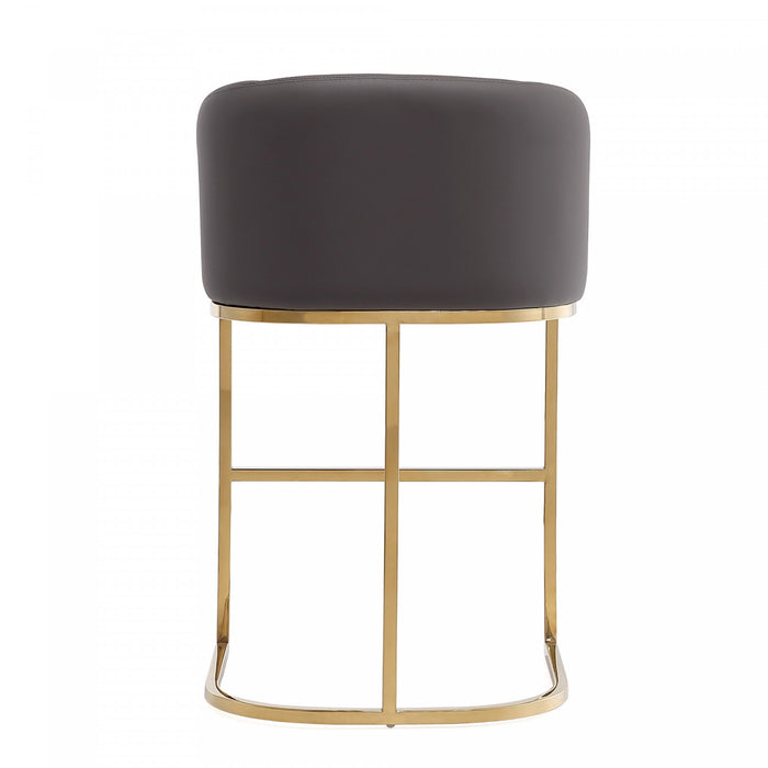 Tabouret de comptoir rembourre en metal gris style mid-century modern Louvre - Lot de 3