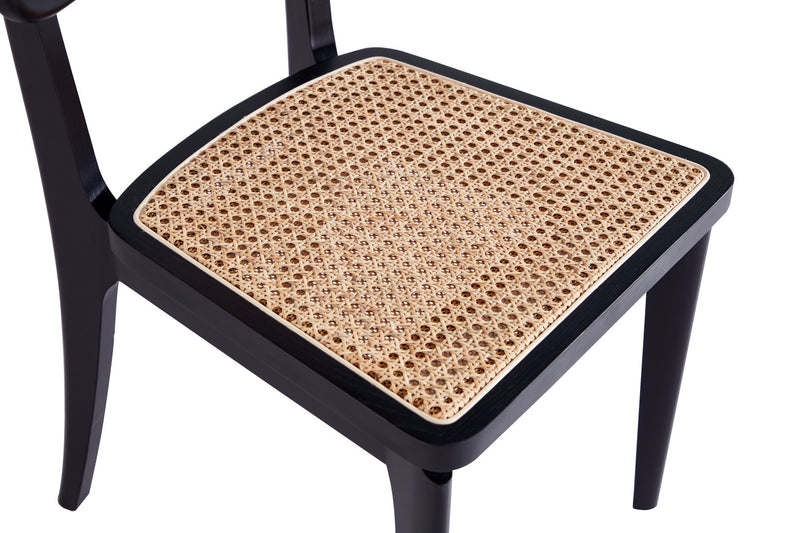 Chaise de salle a manger Giverny Industry Chic en bois noir et naturel - Lot de 4