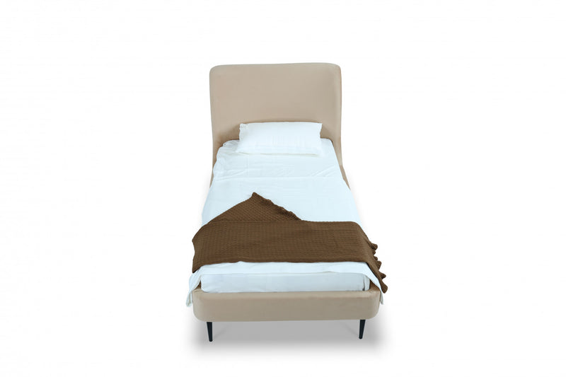 Lit une place Heather style milieu du siecle moderne en velours taupe et noir