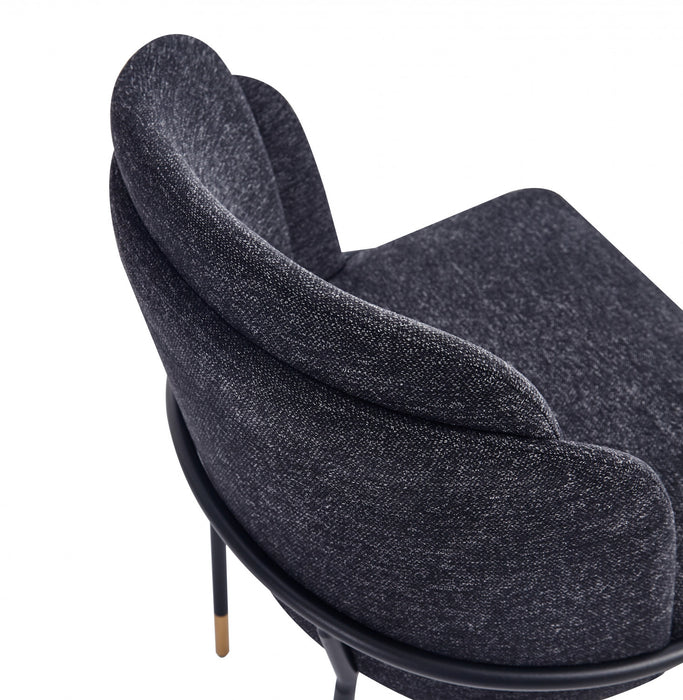 Chaise de salle a manger Flor en metal moderne a tissage serge, noire - Lot de 2