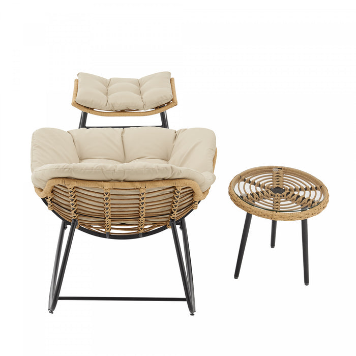 Ensemble moderne Benson de 3 fauteuils lounge en creme - Lot de 6