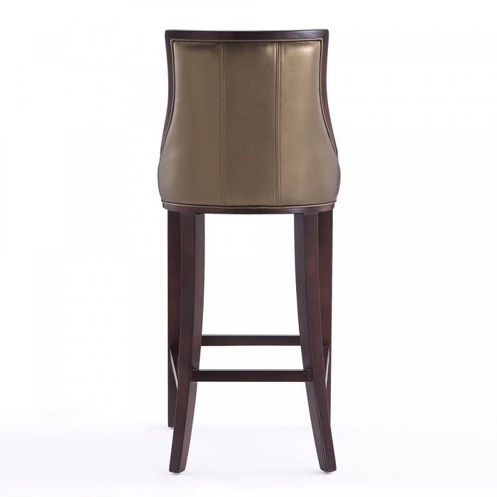 Tabouret de bar traditionnel en bois avec assise rembourree Fifth Avenue, bronze - Lot de 2