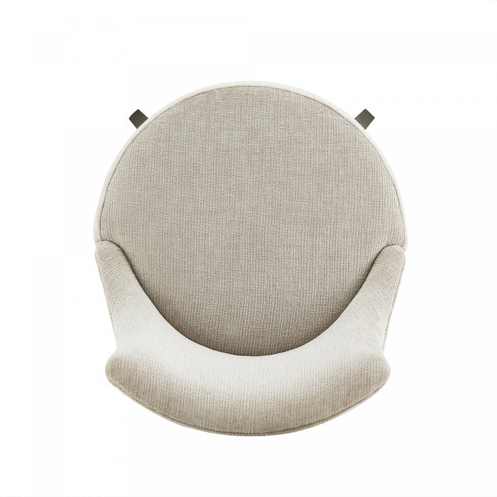 Tabouret de bar moderne Lucia en bois et tissu chenille naturel - Lot de 3