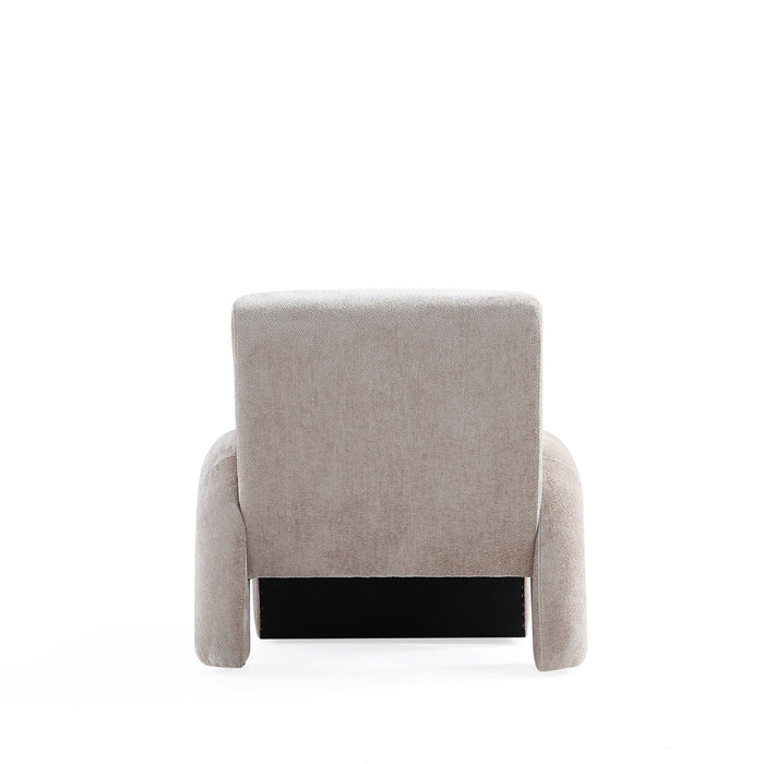 Fauteuil lounge en chenille beige Verandah style mid-century modern