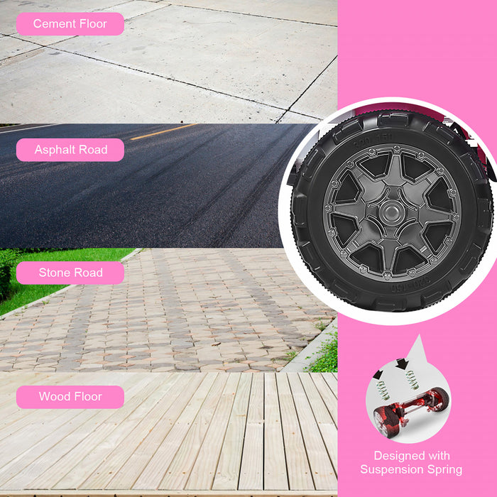 Voiture Pour Enfants 2 Places 12v, Pick-up Telecommande Avec Compartiment De Rangement, Coloris Rose