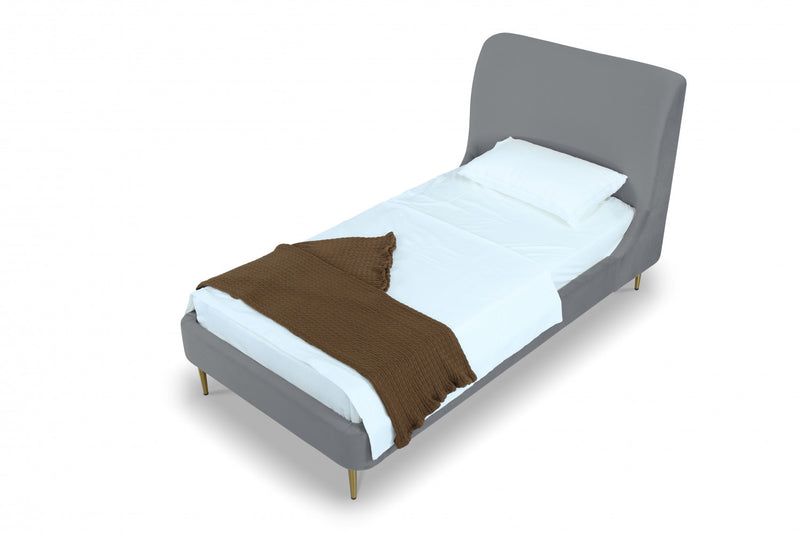 Lit une place Heather style milieu du siecle moderne en velours gris et or