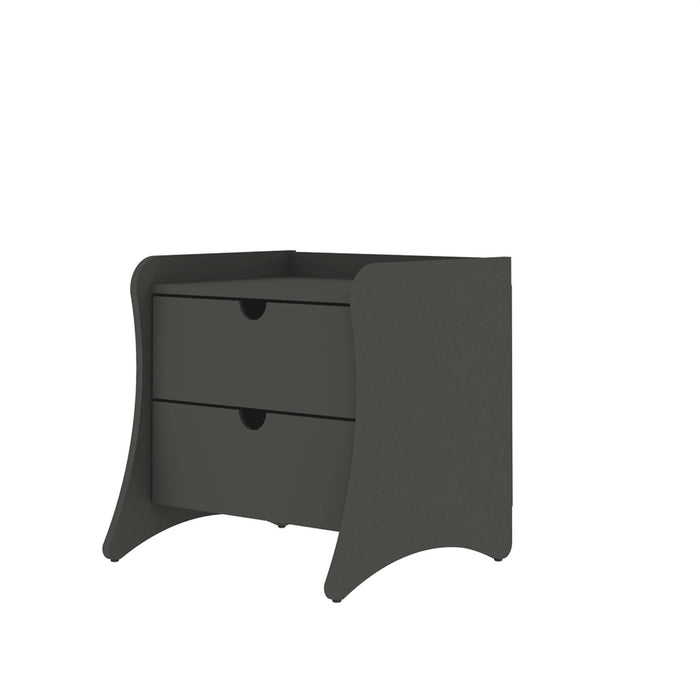Table de nuit Coney style mid-century moderne 20\" en gris charbon (2 tiroirs) - Lot de 2