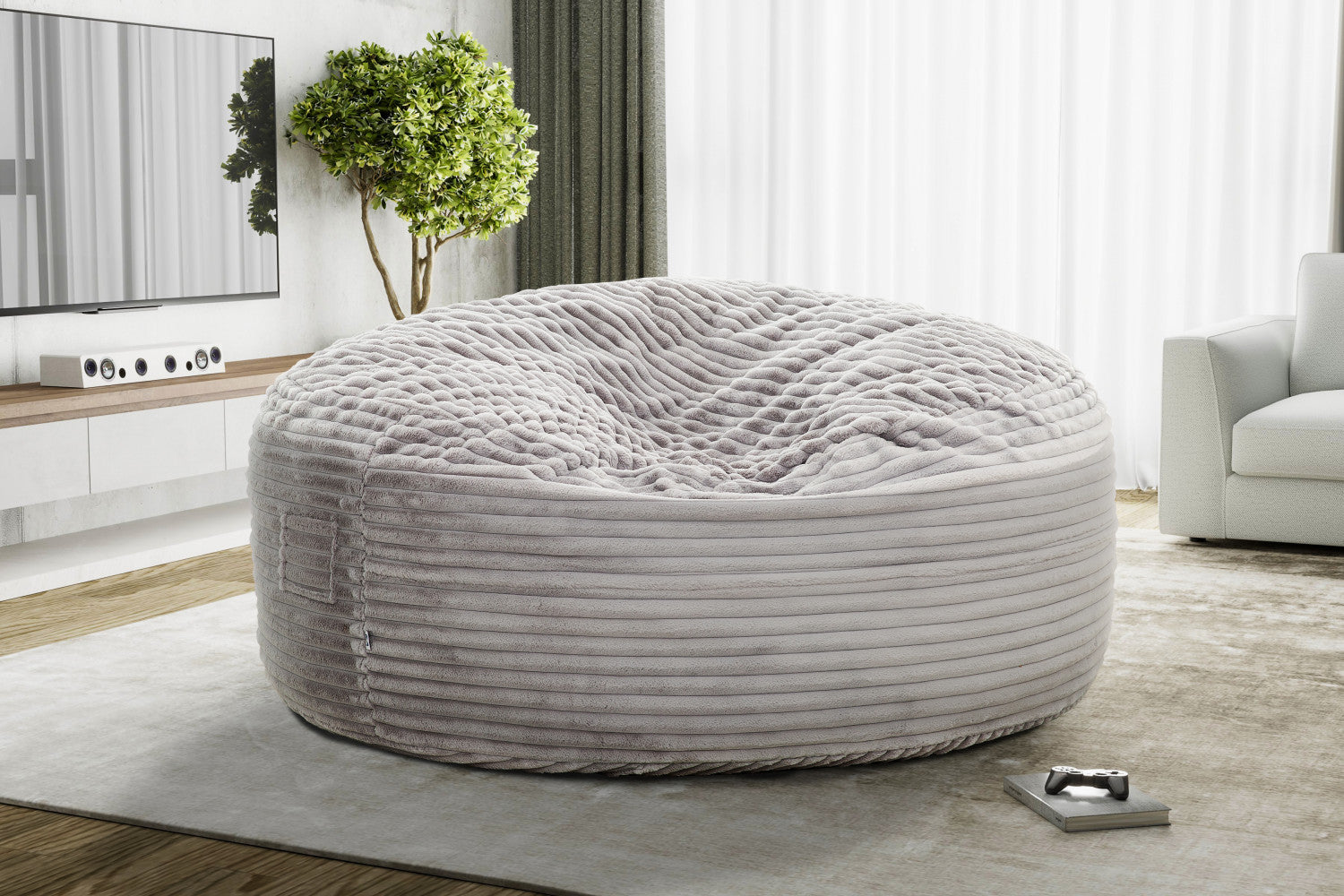Fauteuil Poire Enfant Ready Steady Bed Velours Côtelé Anthracite - Siège Ergonomique Confortable Et Durable