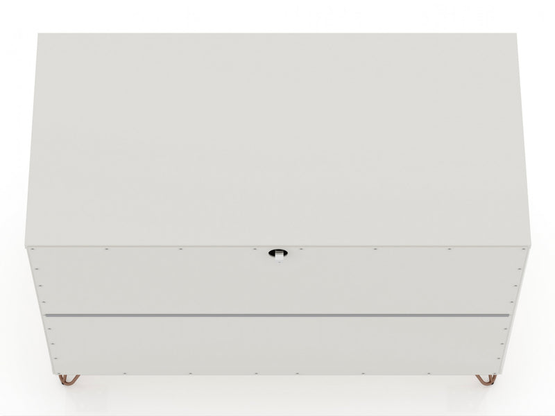 Commode Rockefeller Mid-Century Modern 89 cm en blanc casse (3 tiroirs) – Lot de 2