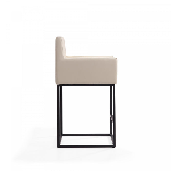 Tabouret de comptoir rembourre en metal style mid-century modern Ambassador, creme - Lot de 2