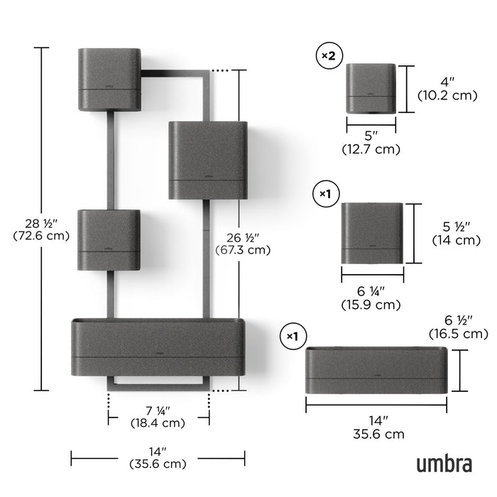 Jardinière murale Cubiko de Umbra - noire