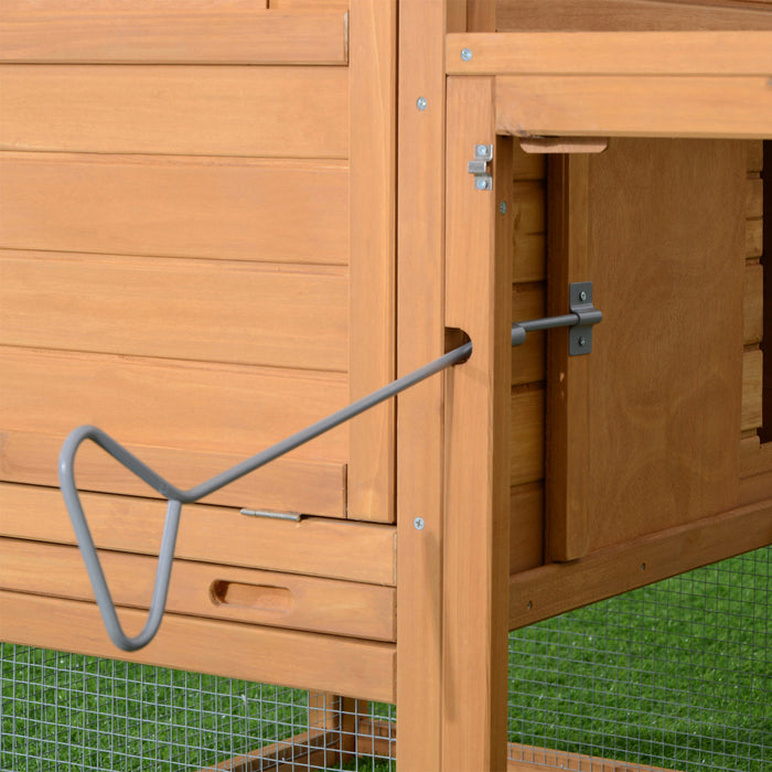Pawhut Poulailler A 2 Niveaux Poulailler En Bois Clapier A Lapin Cage A Volaille Jardin Exterieur Avec Echelle De Course