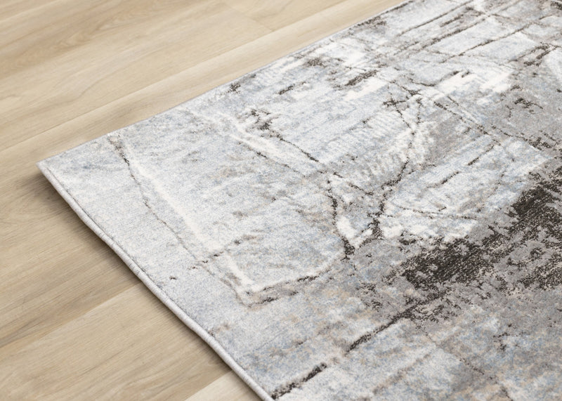 Tapis Hadley au design decolore bleu gris taupe, 5'3\" x 7'7\"