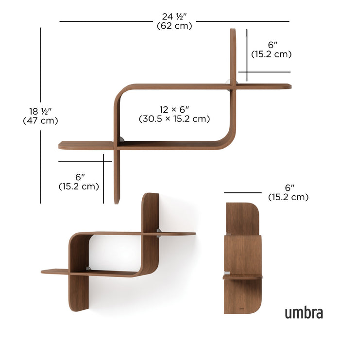 Tablette murale moderne Montage de Umbra en bois - noyer clair