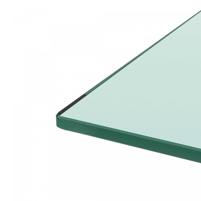Table basse moderne rectangulaire en verre trempe transparent Liam, finition noyer