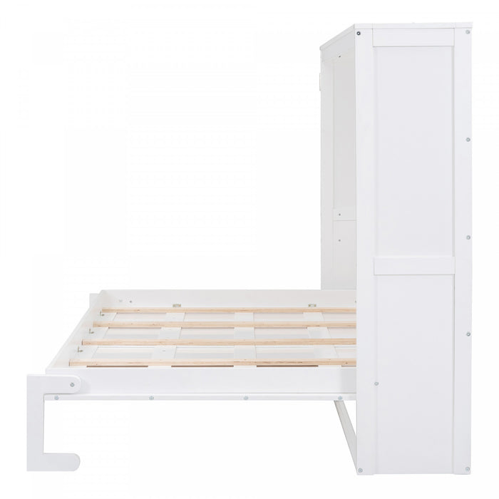 Evelyn Lit mural escamotable gain de place Murphy avec design d’armoire pliable, lit Full, blanc