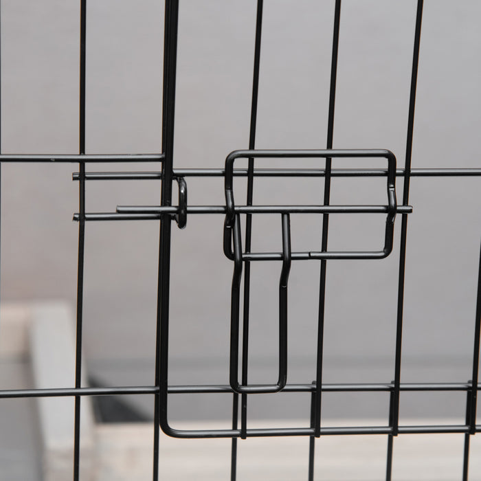 Pawhut Clapier A Lapin A 2 Etages Cage A Lapin Pour Petit Animal Avec Plateau Coulissant, Enclos, Dessus Ouvrable, Rampe, Pour Interieur Exterieur 42.5\" X 18\" X 31\"