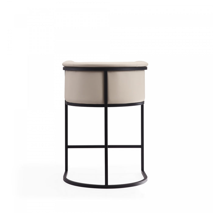 Tabouret de comptoir moderne du milieu du siecle en metal et tissu creme Cosmopolitan - Lot de 2