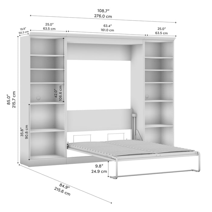 Lit double escamotable Versatile de Bestar avec organisateurs de garde-robe (109 po [L]) - blanc