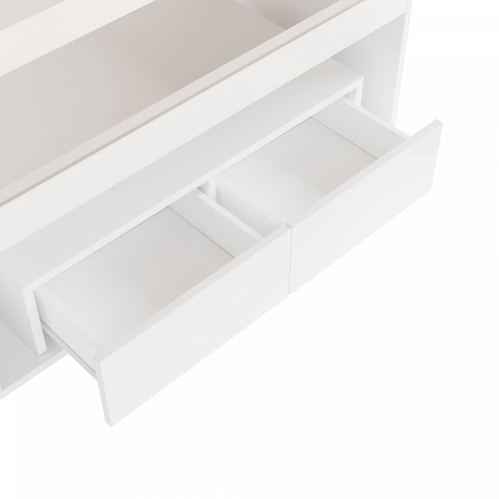 Emily table basse avec eclairage LED et rangement ouvert, blanc