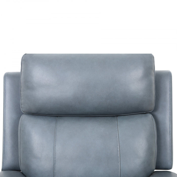 Fauteuil inclinable pivotant a mouvement coulissant Bellamy de 37 po en cuir assorti - Bleu