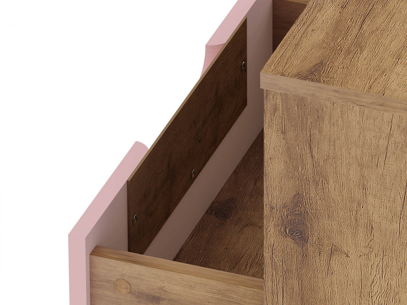 Table de nuit Rockefeller Mid-Century Modern 20\" en rose (1 tiroir) - Lot de 2