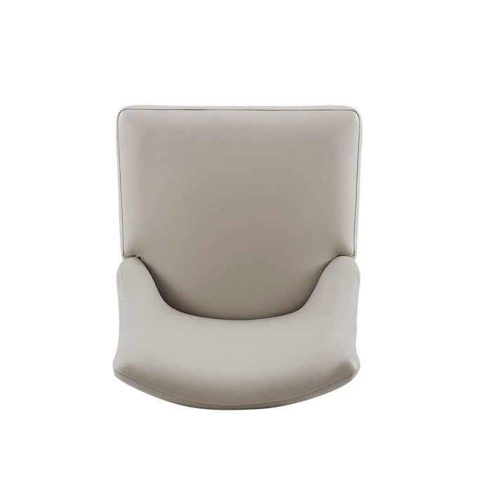 Chaise de salle a manger moderne Connie en cuir vegetalien et velours avec structure en bois, gris clair - Lot de 4