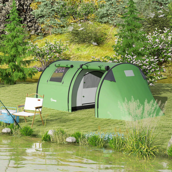 Outsunny Tente de camping 3-4 personnes avec 2 chambres, tente etanche
