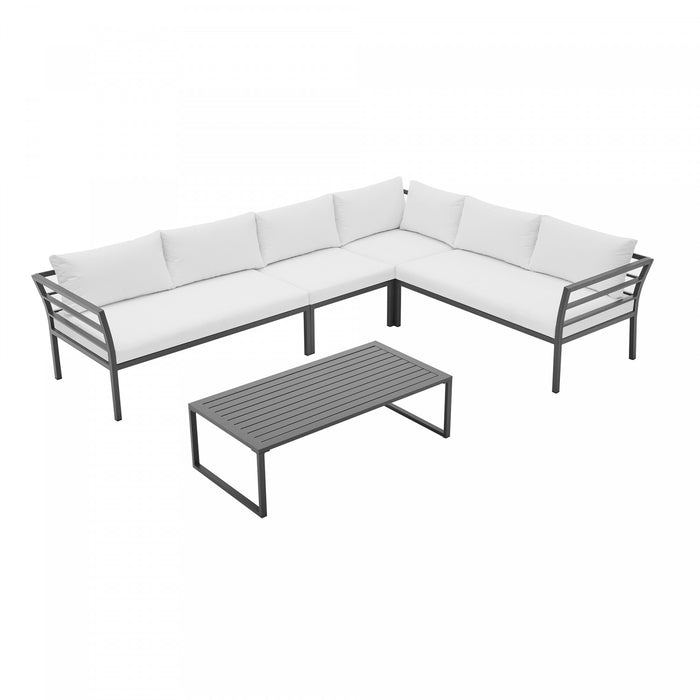 Ensemble de conversation moderne Sunnyside 5 pieces en blanc