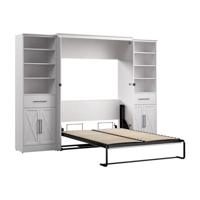 Bestar Key West Full Murphy Bed & Closet Organizers with Doors & Drawers (113 W) - Pure White Oak|Lit double escamotable Key West de Bestar de 113 po (L) avec organisateurs de garde-robe, portes et tiroirs - blanc chêne solide