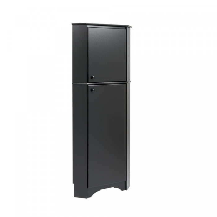 Armoire de rangement haute en coin Elite à 2 portes - noire