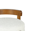 Elise Modern Round Seat Rubberwood Bar Stool Set of 2 with Curved Back Support and Sherpa Upholstery,White | Elise – Lot de 2 tabourets de bar modernes a assise ronde en bois d’hevea avec dossier incurve de soutien et revetement en sherpa, couleur blanche