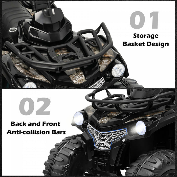 Costway 12v Enfants Rouler Sur Atv Electrique 4 Roues Quad 2 Vitesses W / Mp3 & Phares Noir