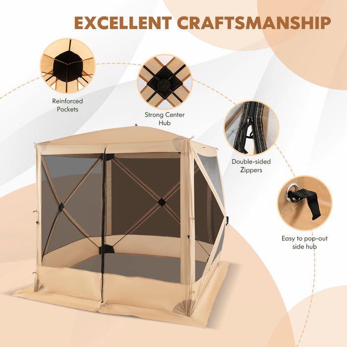 Costway 6.7 Ft X 6.7 Ft 4 Panneaux Pop Up Camping Gazebo Quick-set Avec 2 Torchons Parasols Cafe